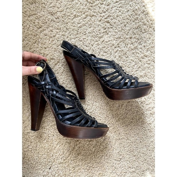 Frye Joy Huarache Slingback Platform Heels Size 8.5 - Picture 3 of 5